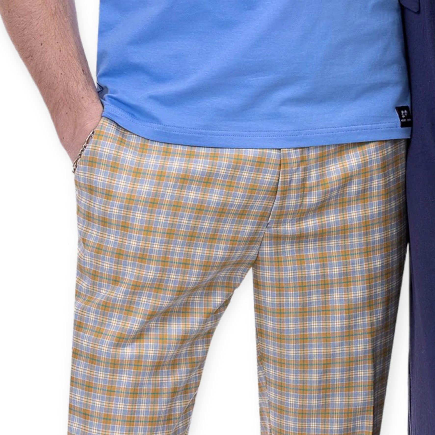 KENT & PARK: Slim Fit Plaid Pants PL79